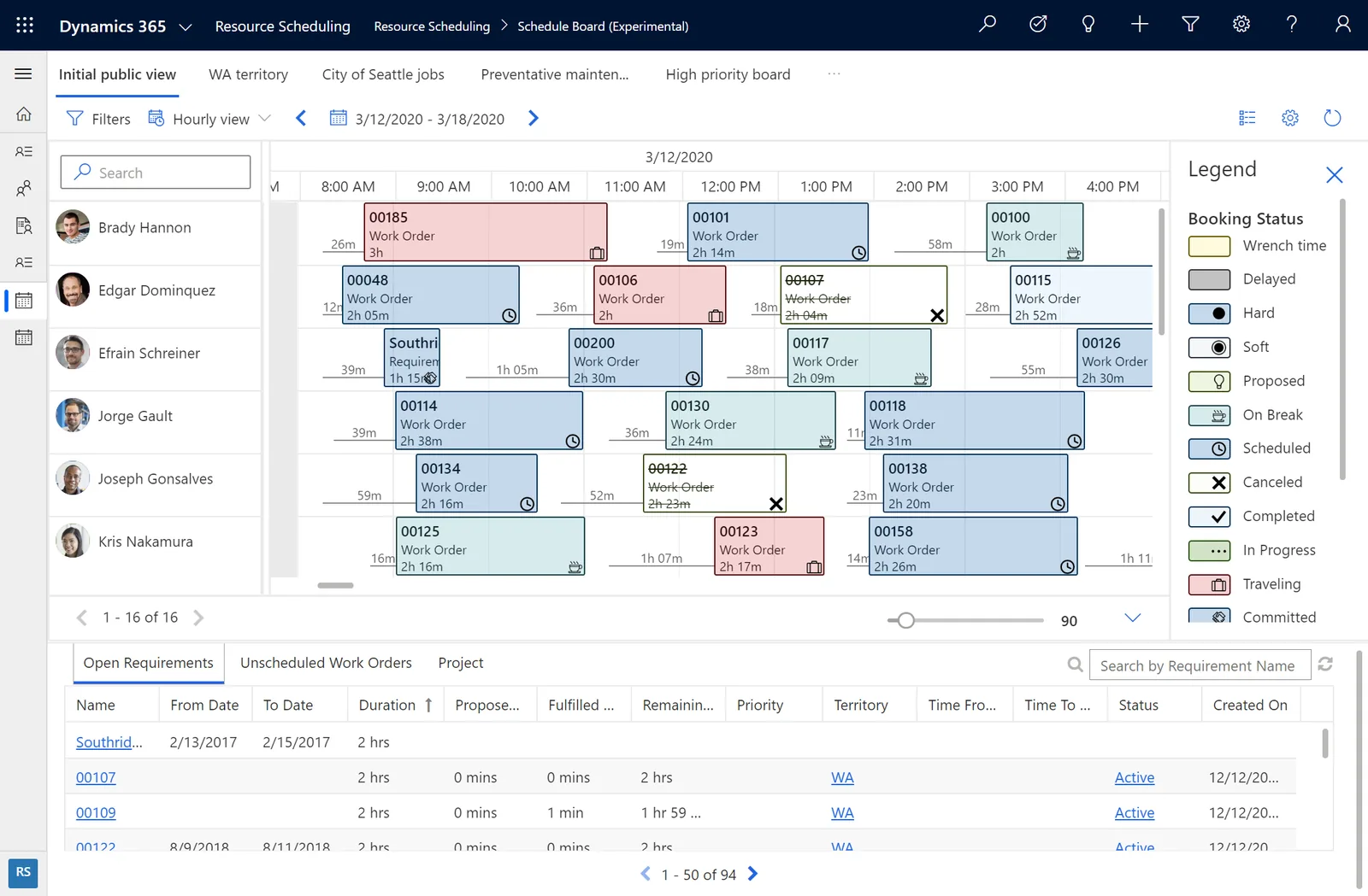 Dynamics 365 schedule board with technician bookings - technician scheduling software UAE