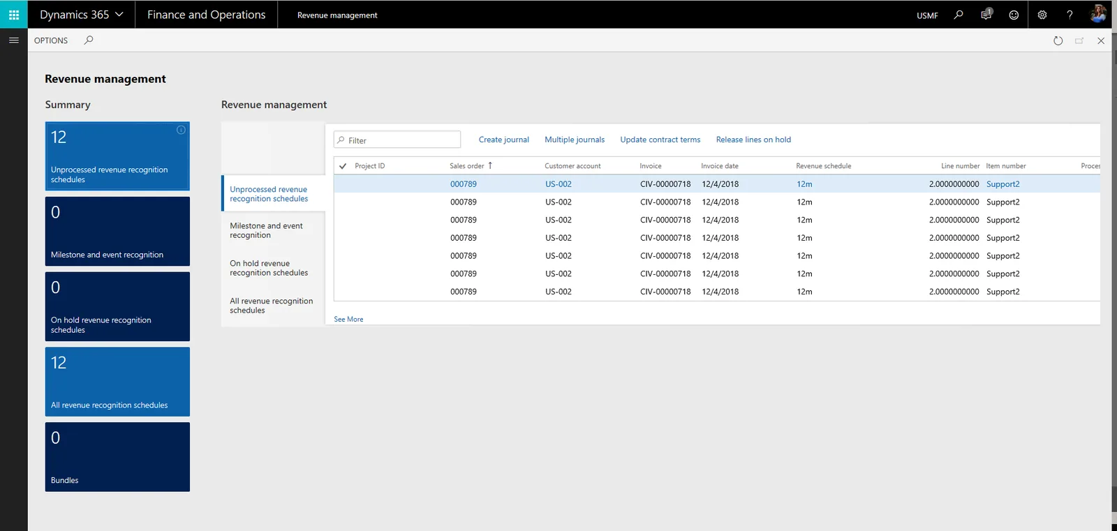 Dynamics 365 Finance revenue management workspace - ERP for intercompany accounting UAE