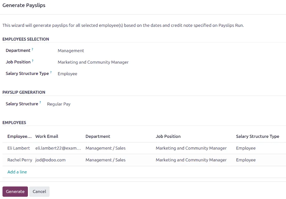 Odoo Payroll batch payslip generation wizard - Odoo Payroll UAE