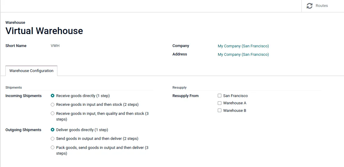 Odoo Inventory warehouse configuration for incoming and outgoing shipment steps - Odoo Warehouse Management UAE