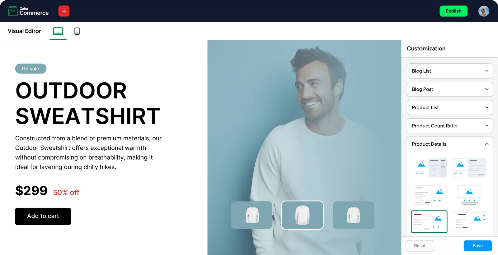 Zoho Commerce online store visual editor - Zoho Integration UAE