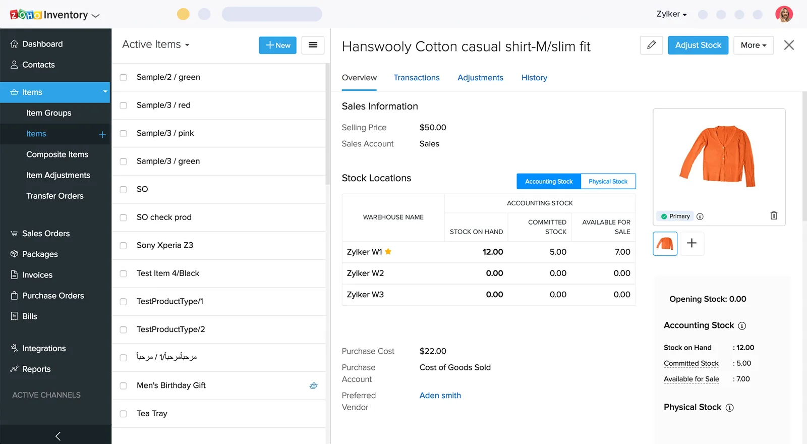 Zoho Inventory item stock across multiple warehouses - Zoho Creator UAE
